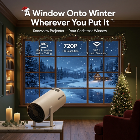 Snowview projector — 180° rotatable, 720p, WiFi 6